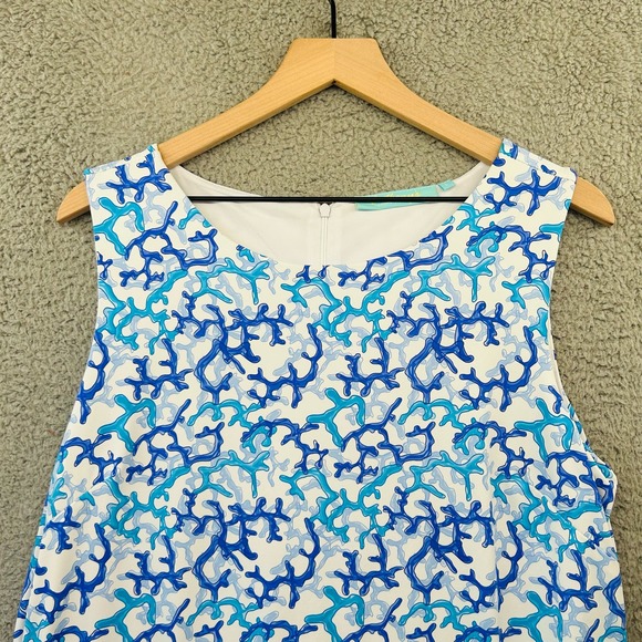 Blue and White Sleeveless Dress - Picture 2 of 12